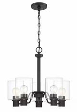 Castleford 5-Light Satin Bronze Chandelier with Clear Glass Shades For Dining Rooms