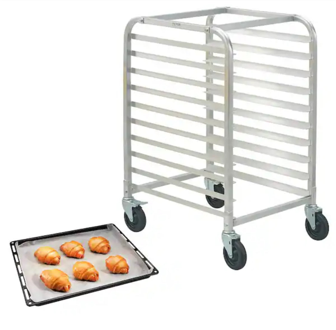 Bun Pan Rack 10-Tier Commercial Bakery Racks with Brake Wheels 26 in. L x 20.3 in. W x 39 in. H Bread Baking Equipment