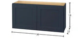 Avondale 36 in. W x 12 in. D x 18 in. H Ready to Assemble Plywood Shaker Wall Bridge Kitchen Cabinet in Ink Blue
