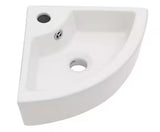 18 in. L x 13 in. W x 5 in. H Wall-Mounted Corner Ceramic Bathroom Sink in White with Overflow
