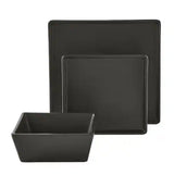 Stone Lain Grace 12-Piece Dinnerware Set Stoneware, Service For 4, Black Matte