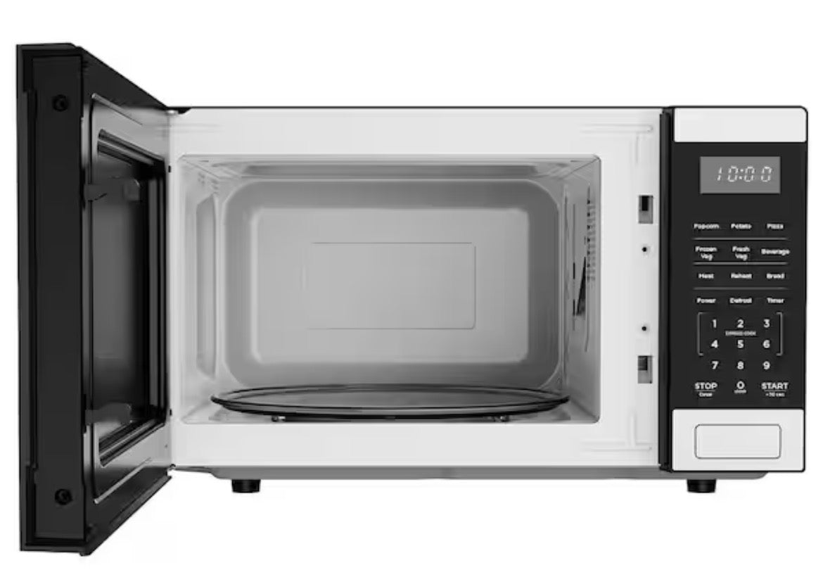0.9 cu. ft. Electric 900-W Countertop Microwave in Black Stainless Steel