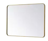 Timeless Home 30 in. W x 40 in. H x Modern Soft Corner Metal Rectangle Brass Mirror
