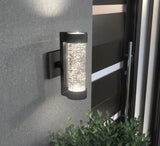 Ansel 11.3 in. Black Modern Bubble Glass Integrated LED Hardwired Garage and Porch Outdoor Wall Light Cylinder Sconce