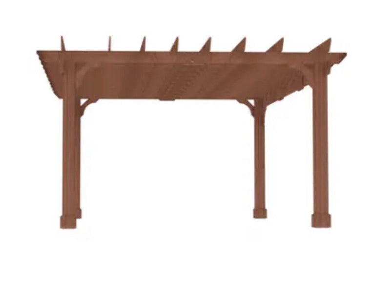 16 ft. W x 12 ft. D Cedar Wood Patio Pergola Shade Structure for Outdoor, Brown