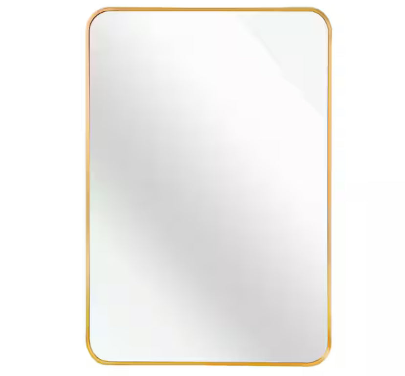 Ta. 24 in. W x 32 in. H Gold Rectangle Framed Mirror