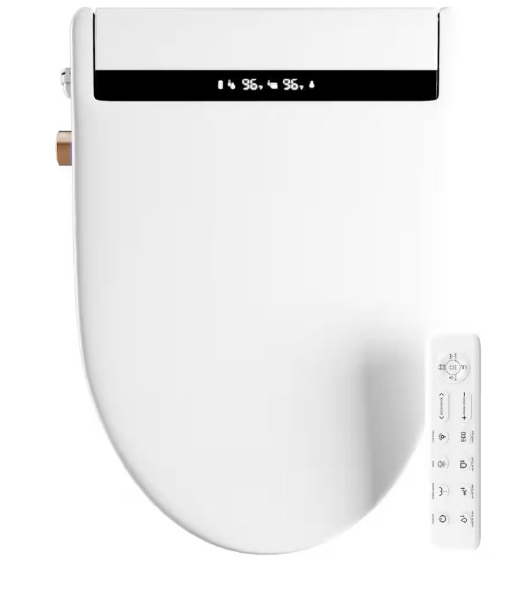 Electric Smart Heated Toilet Seat Bidet Seat for Elongated Toilets with Air Dryer Heated Seat Soft Close in White