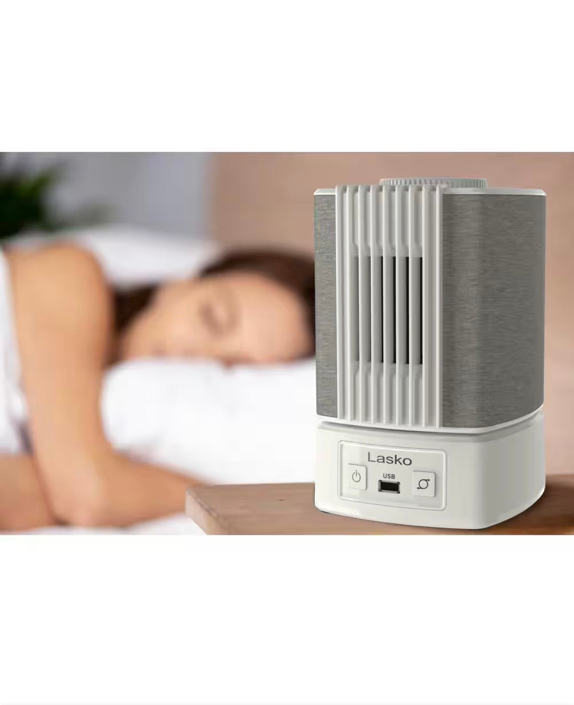 Slumber Breeze 8.3 in. 2-in-1 Oscillating White Personal Fan with 5 White Noise Profiles