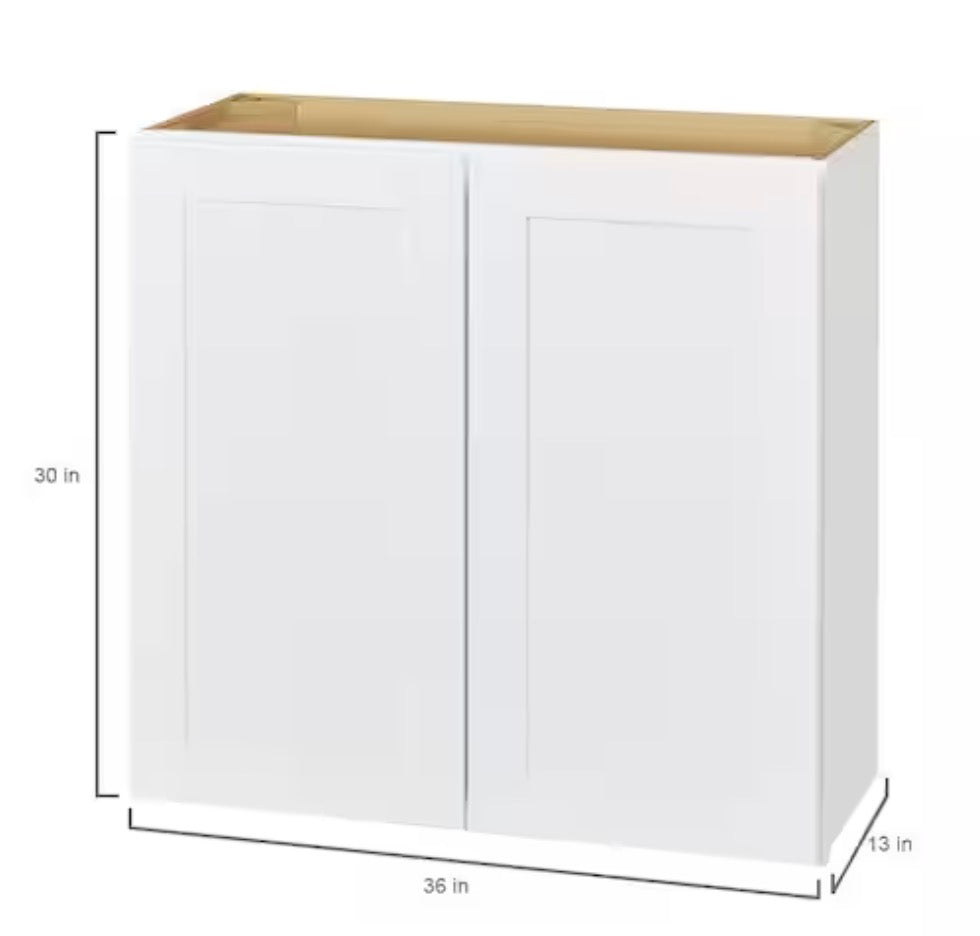 Avondale Shaker Alpine White Ready to Assemble Plywood 36 in Wall Kitchen Cabinet (36 in W x 30 in H x 12 in D)