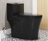 1-Piece 0.8/1.28 GPF Dual Flush Elongated Toilet in Black Seat Included
