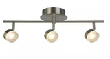 22.4 in. W x 5.8 in. H 3-Light Brushed Nickel Semi-Flushmount LED Fixed Track Lighting Kit with Glass Adjustable Shades