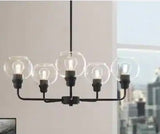 Florabelle 5-Light Chandelier Matte Black Clear Globe Glass Shades