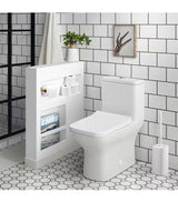 Piazza One-Piece 1.1/1.6 GPF Dual Flush Square Toilet in Glossy White, Seat Included