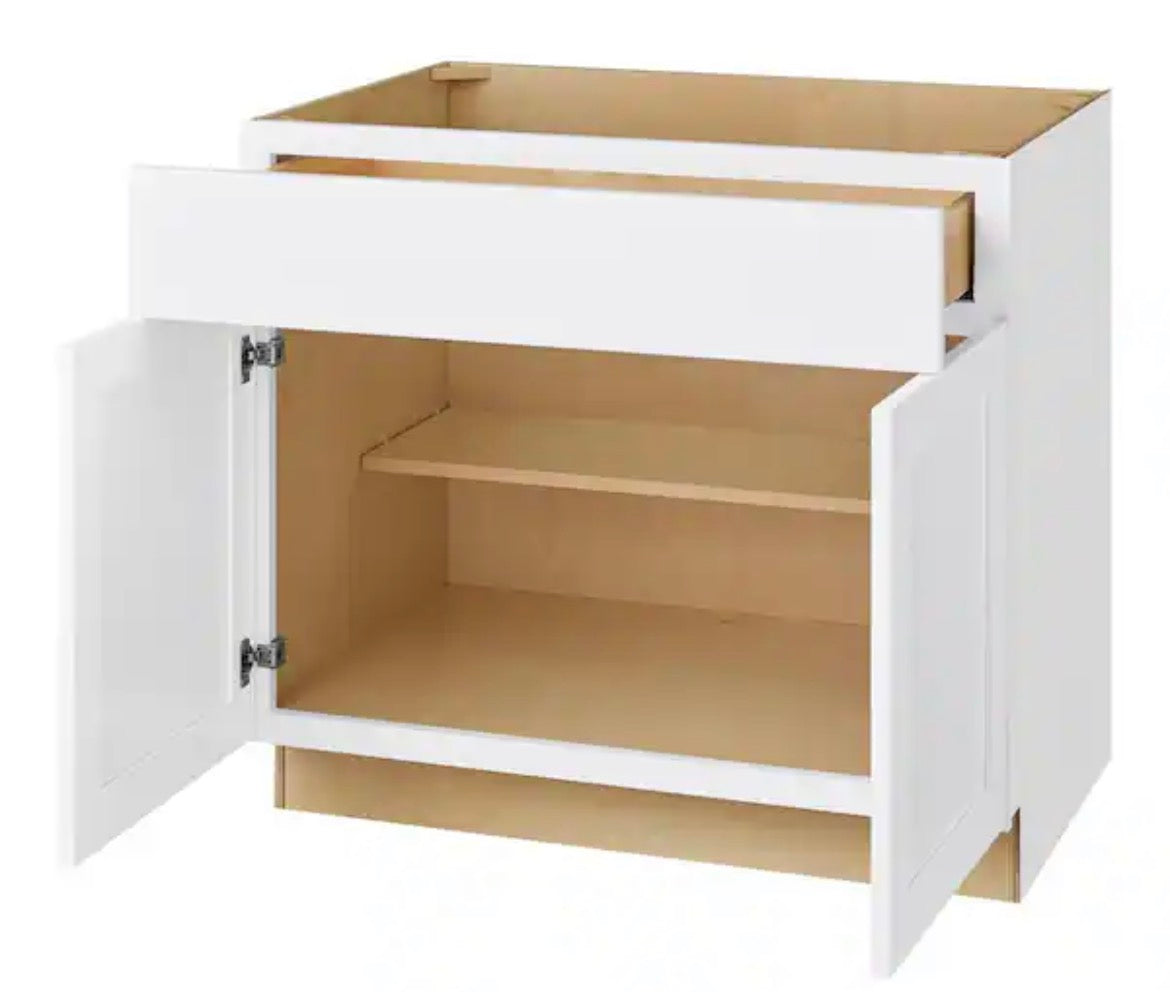 Avondale Shaker Alpine White Ready to Assemble Plywood 36 in Base Kitchen Cabinet (36 in W x 34.5 in H x 24 in D)
