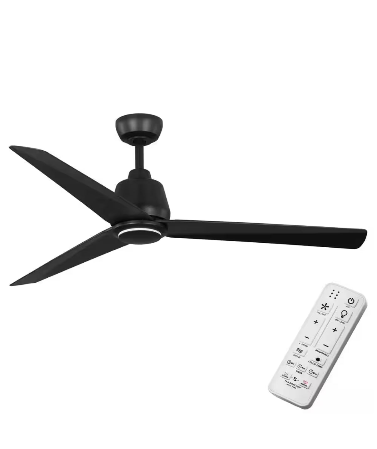 Sandro 56 in. Indoor/Outdoor Matte Black Ceiling Fan with Remote and LED Accent Ring Light