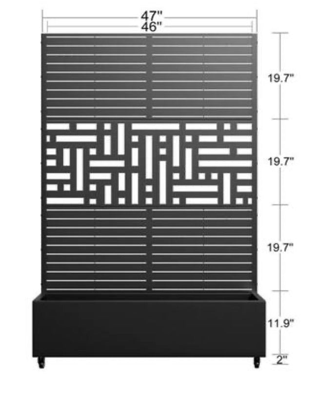 73 in. Black 3-Panel Metal Iron Planter Box with Attached Trellis for Climbing Vegetation Room Divider