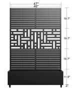 73 in. Black 3-Panel Metal Iron Planter Box with Attached Trellis for Climbing Vegetation Room Divider