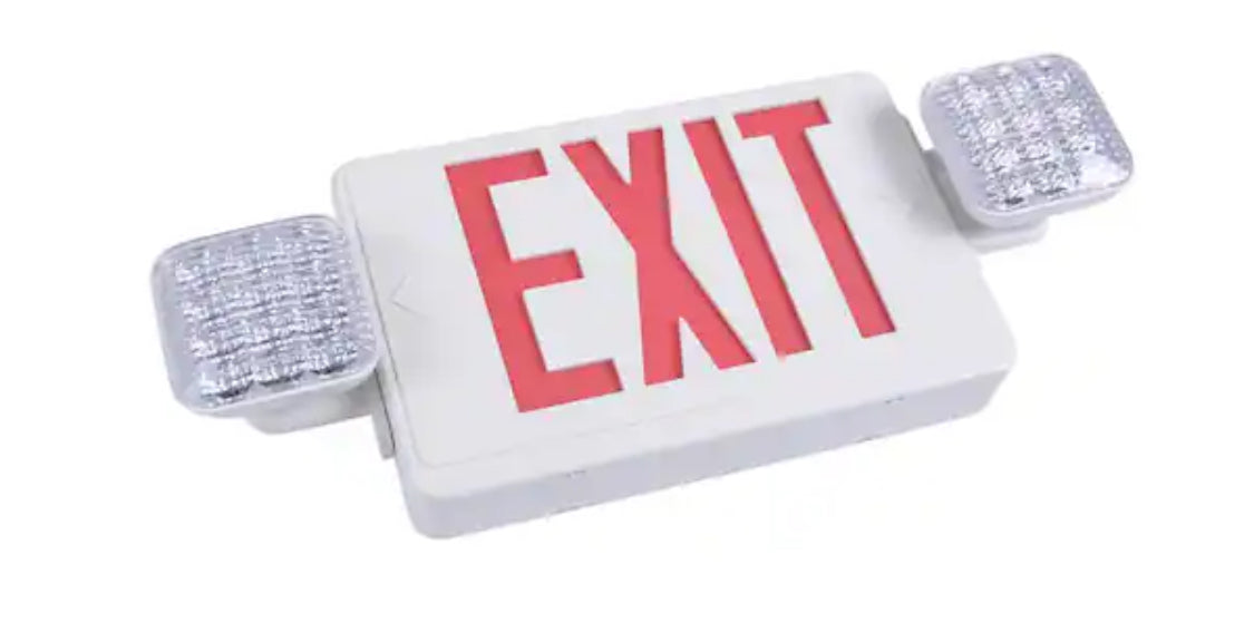 Combo 14-Watt Equivalent Integrated LED White Exit Sign and Emergency Light with Ni-Cad 9.6-Volt Battery