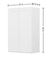 Easy-DIY 27 in. W x 12 in. D x 42 in. H Ready to Assemble Wall Kitchen Cabinet in Shaker White 2-Door-3 Shelves