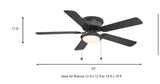 Hugger 52 in. LED Indoor Black Ceiling Fan with Light Kit