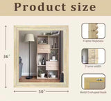 30 in. W x 36 in. H Bohemian Carved Beaded Rectangular Wood Frame Wall Mirror Decorative Mirror
