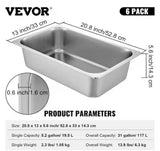 21.7 qt. Stainless Steel Hotel Pans Full Size 20.9 x 12.8 x 5.9 in. Chafing Dish Buffet Set Roasting Pan (6-Pack)