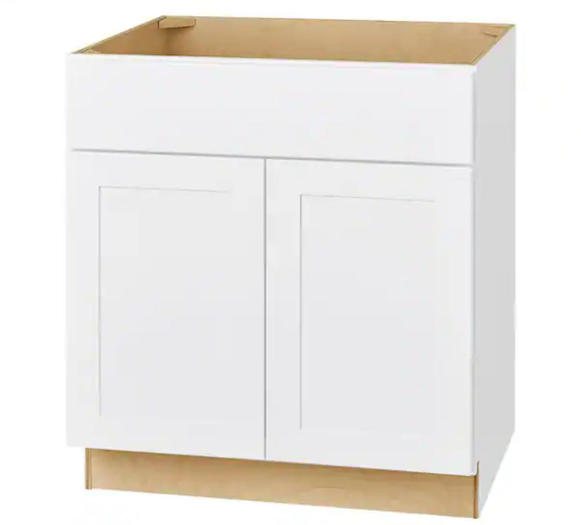 Avondale 33 in. W x 24 in. D x 34.5 in. H Ready to Assemble Plywood Shaker Sink Base Kitchen Cabinet in Alpine White