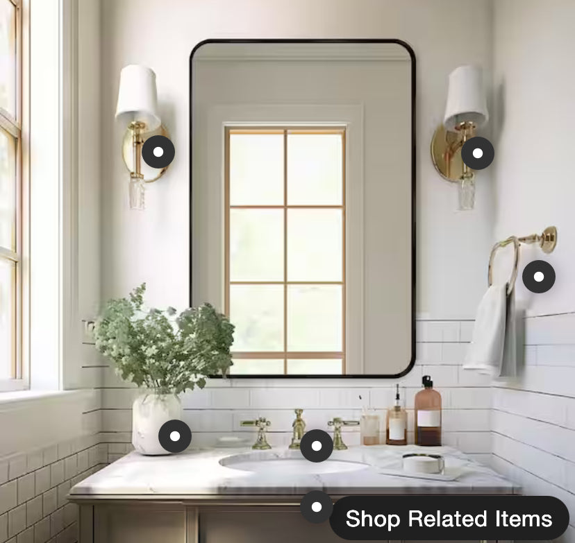 24 in. W x 36.2 in. H Rectangular Aluminum Frame Square Silver Wall Mirror