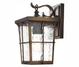 Barrington 11.25 in. 1-Light Golden Bronze Hardwired Outdoor Wall Light Lantern Sconce with Clear Water Glass