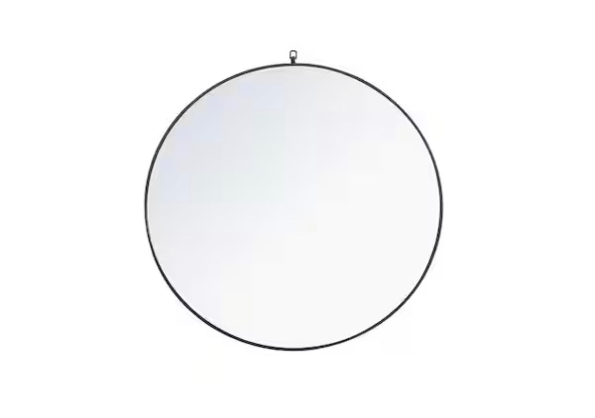 Timeless Home 42 in. W x 42 in. H x Contemporary Metal Framed Round Black Mirror