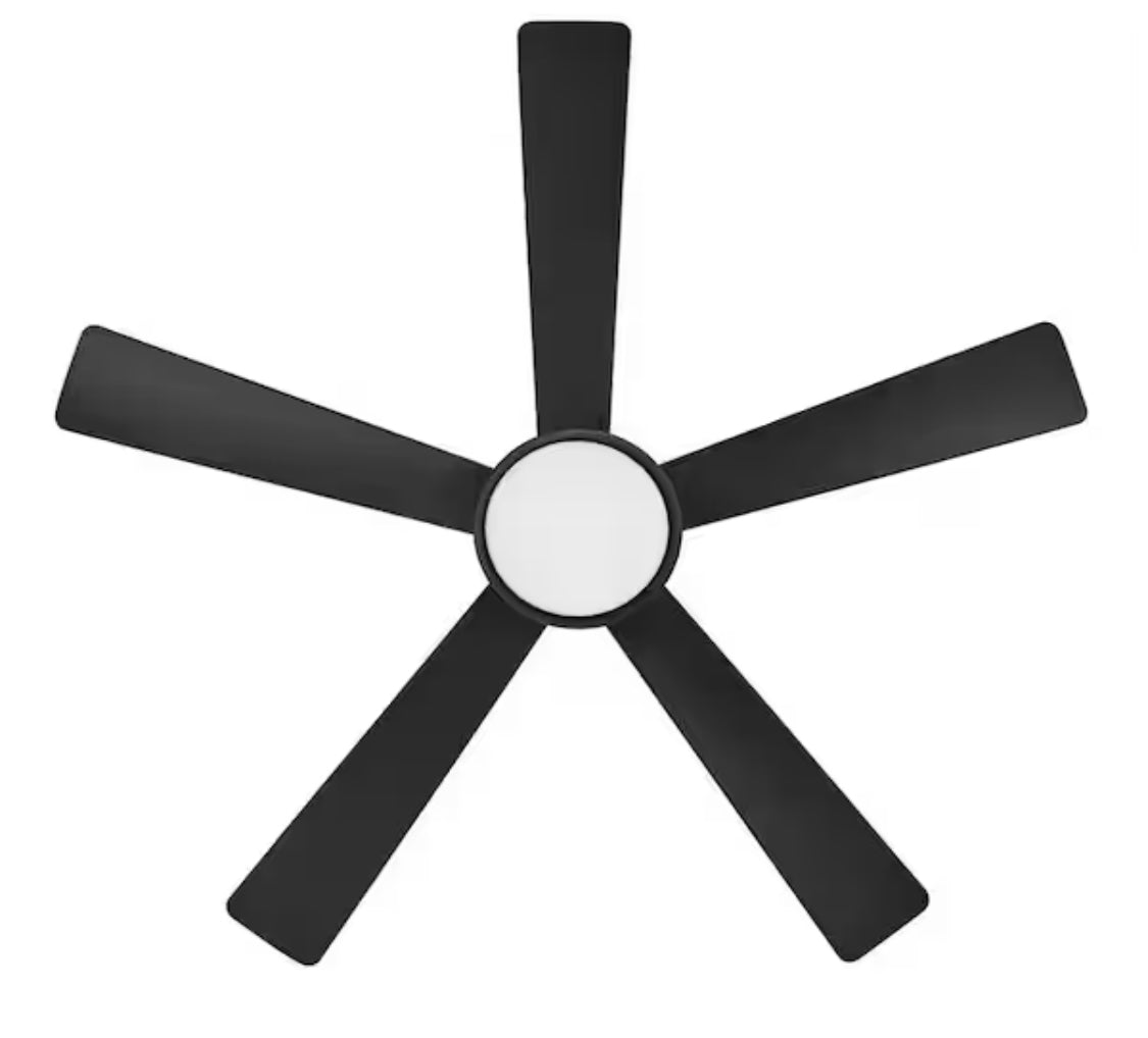 Hawkspur 52 in. Indoor/Outdoor Matte Black Low Profile Ceiling Fan with Adjustable White LED with Remote Included