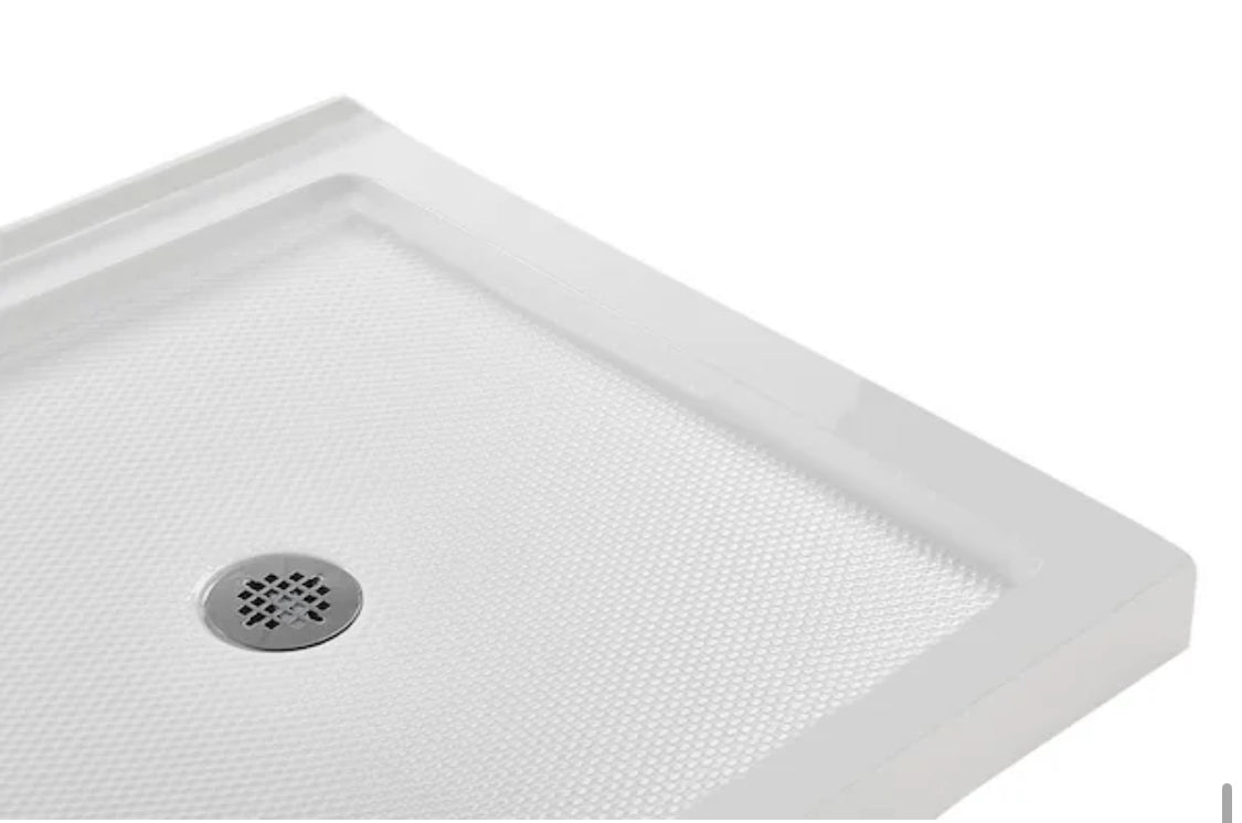 NT-141-36WH-CR 36 in. L x 36 in. W Corner Acrylic Shower Pan Base in Glossy White with Center Drain, ABS Drain Included