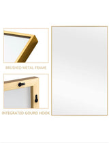 59 in. x 35 in. Modern Rectangle Framed Gold Floor Leaning Mirror