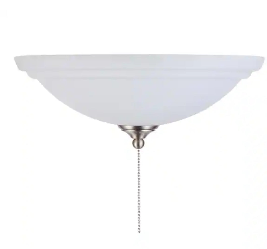 2-Light White Glass Bowl Ceiling Fan LED Light Kit