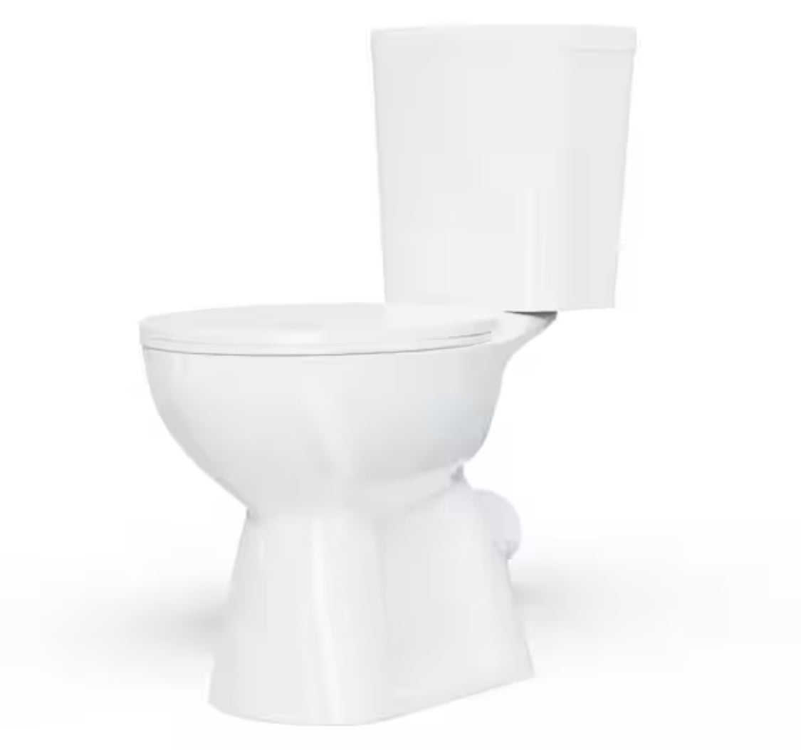19 in. Tall 2-pics High-Efficiency 1.28 GPF Single Flush Elongated Toilet in White with Smart Bidet Seat Map Flush 1000g
