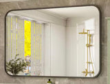 26 in. W x 38 in. H Rectangular Aluminum Alloy Framed Rounded Black Wall Mirror