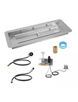 24 x 8 in Drop-in Fire Pit Pan, Rectangular Stainless Steel Fire Pit Burner Kit, Propane Gas Fire Pan 120,000 BTU