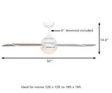 Morland 52 in. Smart Indoor/Covered Outdoor Matte White Ceiling Fan with Remote and Integrated LED Powered by Hubspace