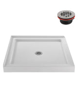 NT-396-322-CR 32 in. x 32 in. Corner Acrylic Shower Pan Base, Glossy White with Center Drain, ABS Drain Included
