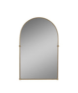 Gold 24 in. W x 38 in. H Arch Iron and Wood Wall Mirror with Knobs