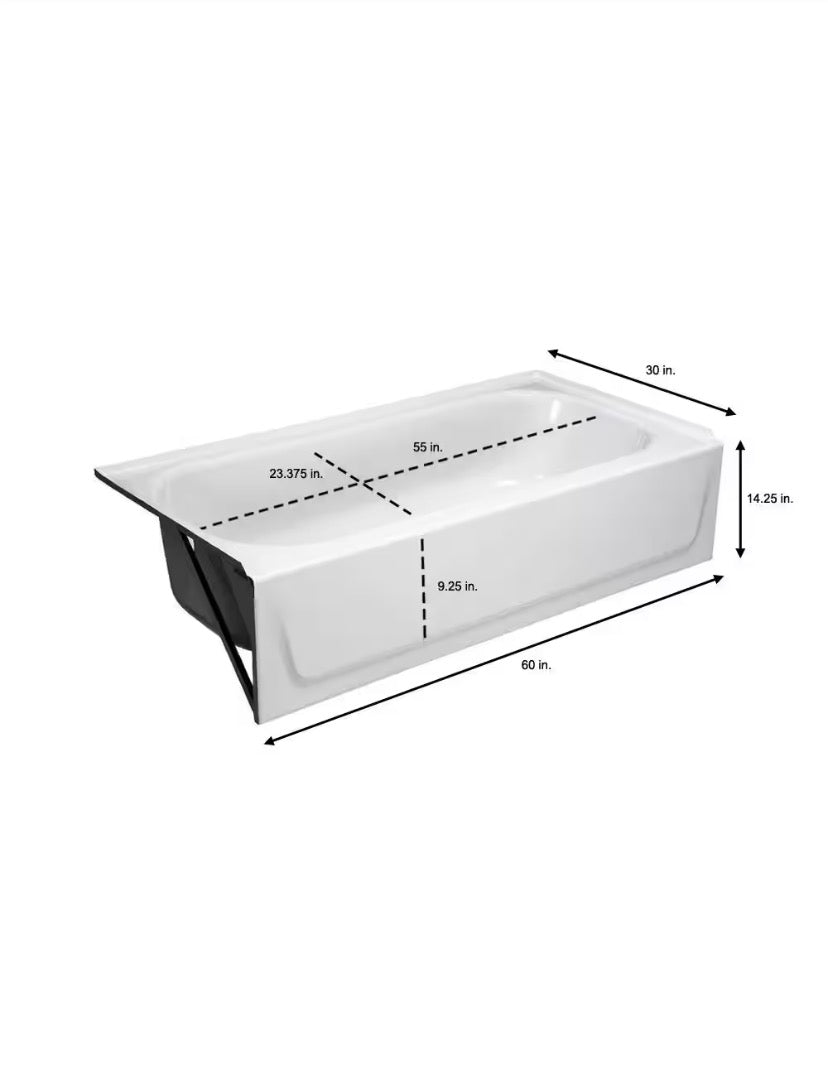 Aloha 60 in. x 30 in. Soaking Bathtub with Left Drain in White