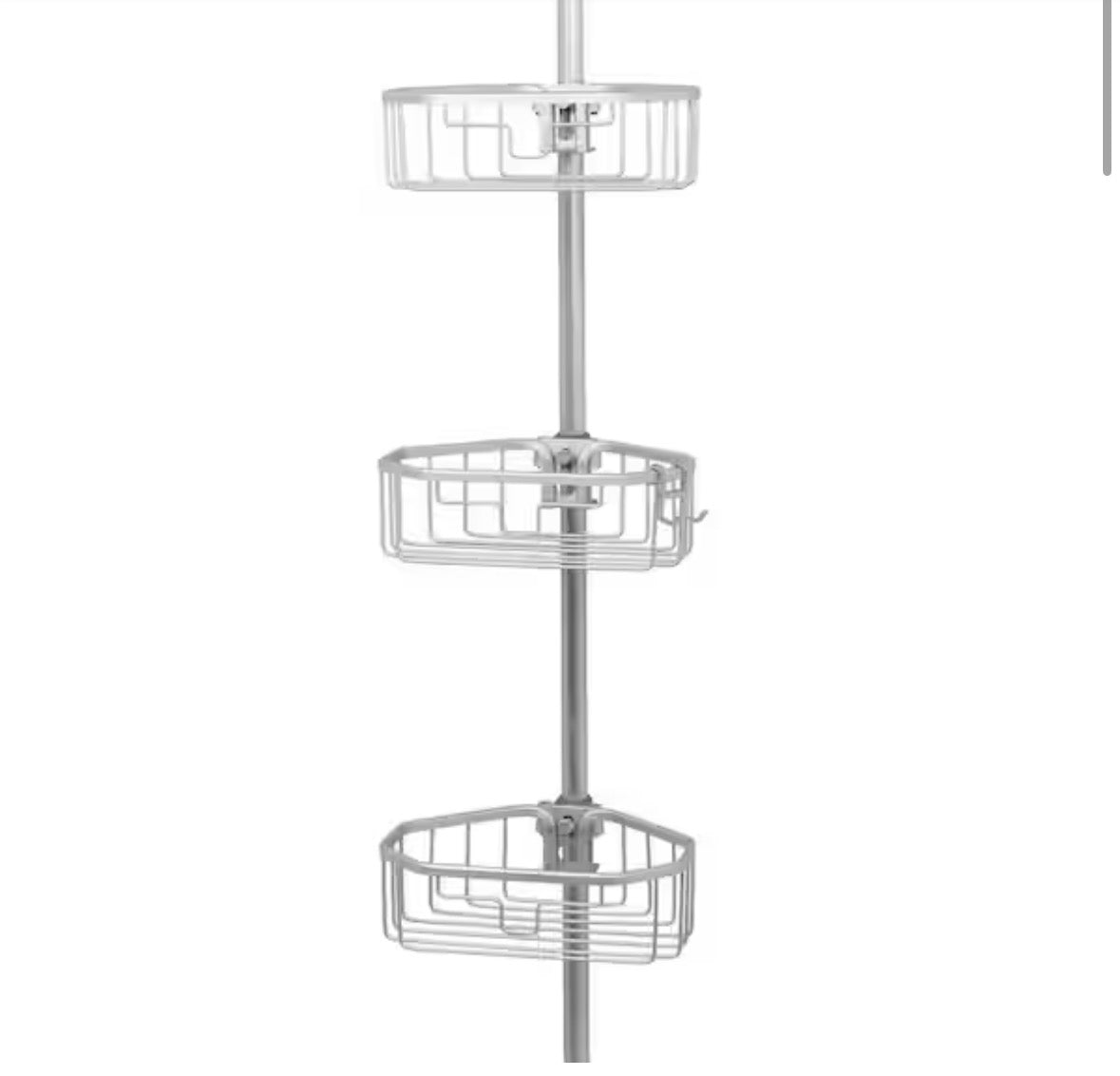 Tension Pole Corner Rust Resistant Shower Caddy in Satin Chrome