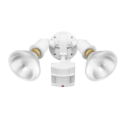 PAR 180Â° Adjustable Gray 2-Head Motion Sensor Security Weather Resistant Flood Light, 240W, 70 ft. Detection Range