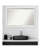 Blanco White 39.5 in. x 27.5 in. Beveled Rectangle Wood Framed Bathroom Wall Mirror in White