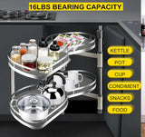 Swing Left Blind Corner Cabinet Pull Out for 36 in. Cabinet 2 Tier Swing Tray Soft Close Cloud Blind Kitchen Cabinet