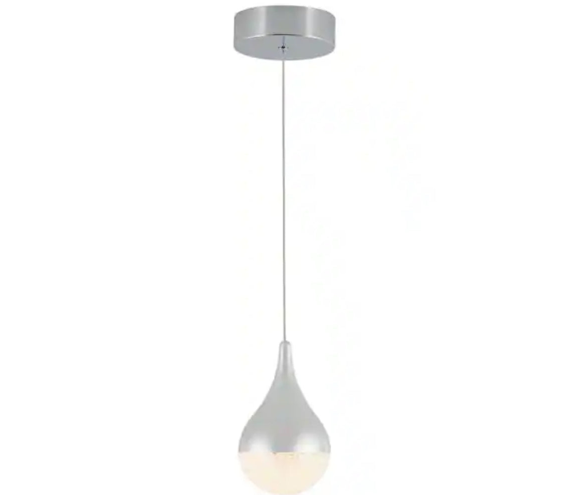 Glitzer 6.5-Watt 1 Light Chrome Modern Integrated LED Mini Pendant Light Fixture for Kitchen Island