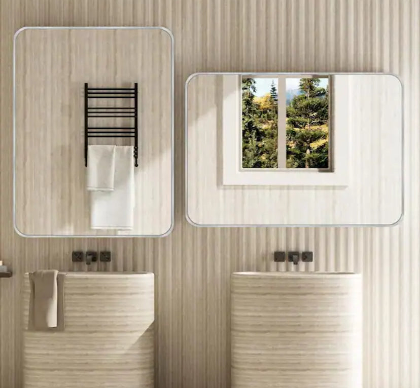 30 in. W x 48 in. H Silver Vanity Rectangle Wall Mirror Aluminum Alloy Frame Bathroom Mirror