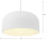 Arriccio 14 in. 1-Light White Plaster Round Shaded Pendant Light