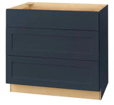 Avondale 36 in. W x 24 in. D x 34.5 in. H Ready to Assemble Plywood Shaker Drawer Base Kitchen Cabinet in Ink Blue