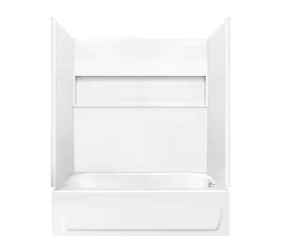 Nextile 30 in. x 60 in. x 60 in. 4-Piece Direct-to-Stud Alcove Tub Surround in White